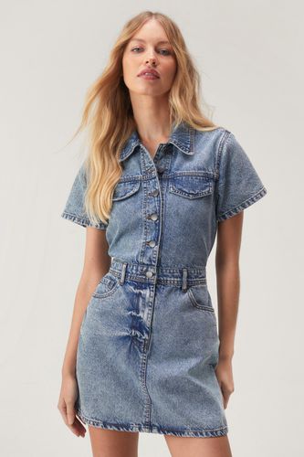 The Denim Shirt Dress - Bleu - 32 - Nasty Gal - Modalova