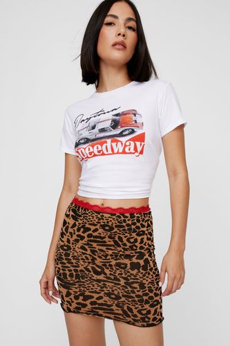 Seamless Leopard Lace Trim Mini Skirt - S/M - Nasty Gal - Modalova