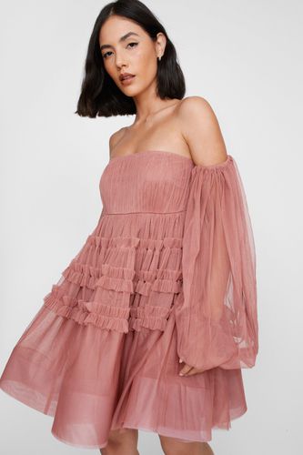 Tulle Bandeau Ruffle Skater Mini Dress - 34 - Nasty Gal - Modalova