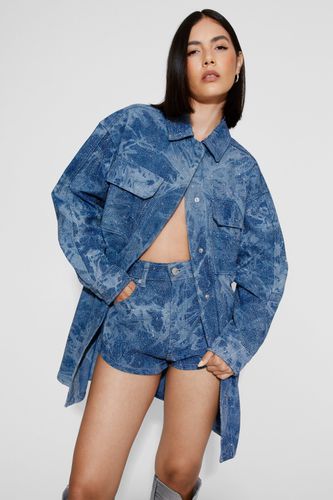 Shimmer Denim Oversized Shirt - 32 - Nasty Gal - Modalova