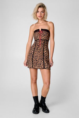 Leopard Lace Trim Mini Dress - 32 - Nasty Gal - Modalova