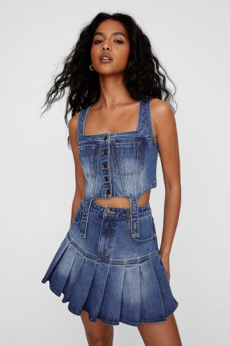 Denim Corset Detail Top - Bleu - 32 - Nasty Gal - Modalova