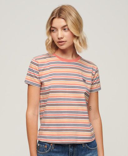 Damen , und Figurbetontes Essential T-Shirt mit Logo Gestreift, Größe: 36 - Superdry - Modalova