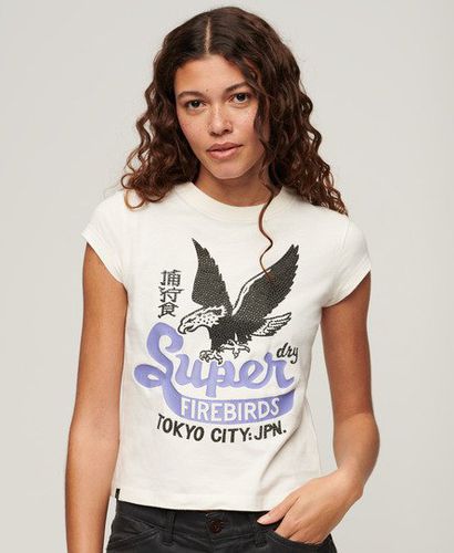 Women's Verziertes T-Shirt mit Poster-Print und Flügelärmeln - Größe: 38 - Xmas deals - Superdry - Modalova