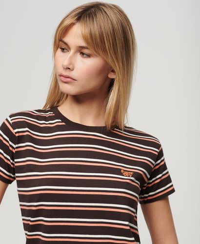 Damen und Figurbetontes Essential T-Shirt mit Logo Gestreift, Größe: 36 - Superdry - Modalova
