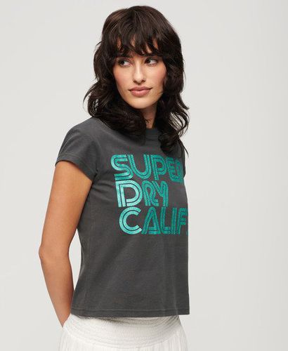 Damen Retro T-Shirt mit Glitzer-Logo - Größe: 42 - Superdry - Modalova