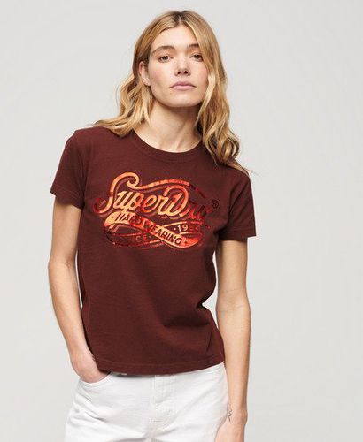 Damen Figurbetontes Workwear T-Shirt mit Folien-Print - Größe: 36 - Superdry - Modalova