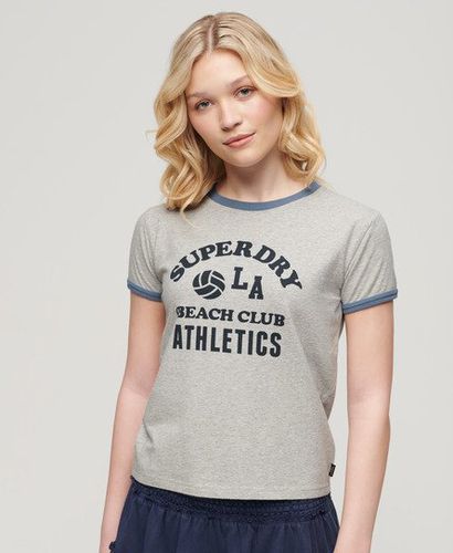 Damen Athletic Essentials Beach Graphic Ringer T-Shirt - Größe: 36 - Superdry - Modalova