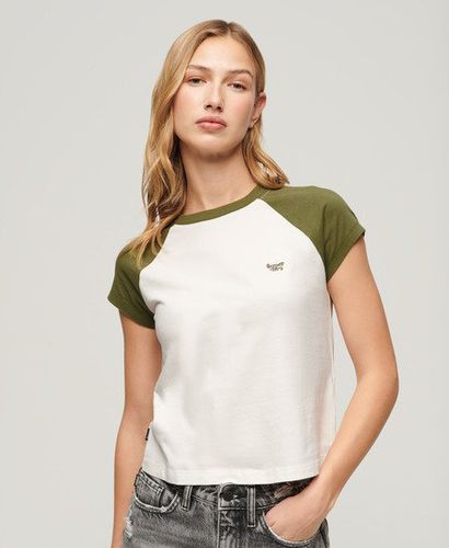 Damen und Weiß Essential Raglan-T-Shirt aus Bio-Baumwolle mit Logo Farbblock, Größe: 38 - Superdry - Modalova