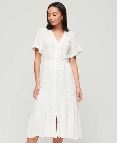 Damen Besticktes, Gestuftes Midikleid - Größe: 34 - Superdry - Modalova