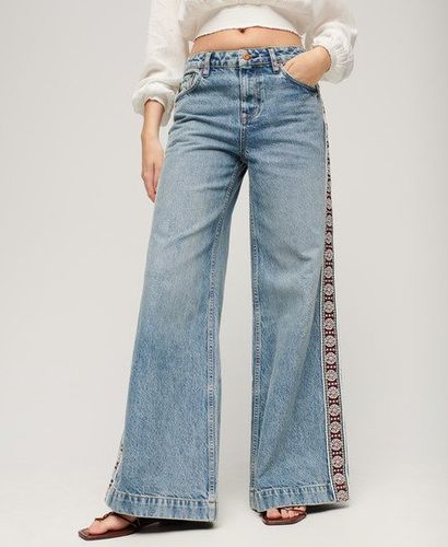 Dames Jean Large Évasé A Bande Boho Brodé, Taille: 28/30 - Superdry - Modalova