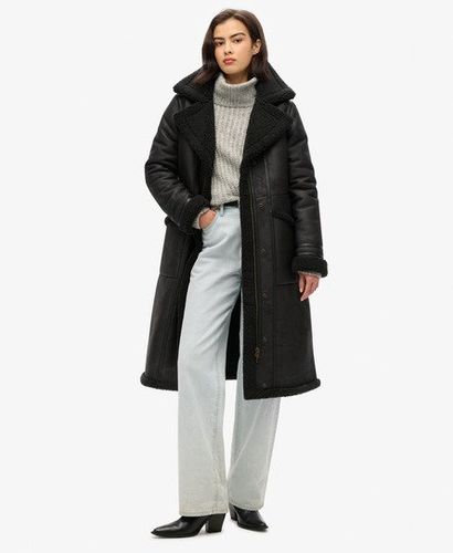 Manteau Aviateur Long en Peau Lainée Synthétique Taille: 40 - Superdry - Modalova