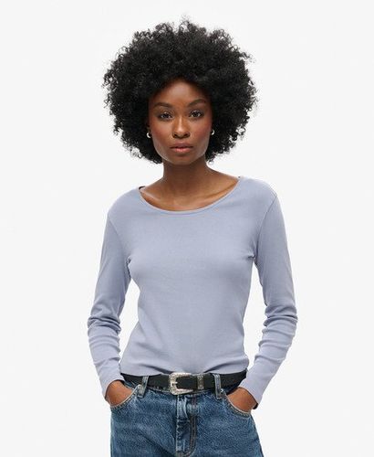 Damen Fein Geripptes Langarmoberteil mit U-ausschnitt - Größe: 36 - Superdry - Modalova