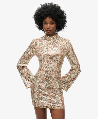 Damen Langärmeliges Bedrucktes Minikleid mit Pailletten - Größe: 42 - Superdry - Modalova