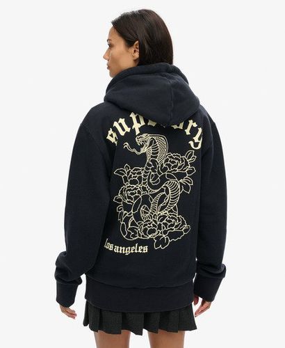 Damen und Oversize-Hoodie mit Reißverschluss Tattoo-Grafik, Größe: L - Superdry - Modalova