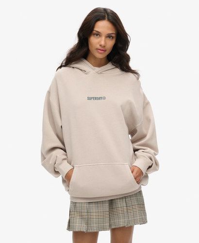 Damen OverGröße Hoodie mit Mikro-Logo und Grafik - Größe: XL - Superdry - Modalova