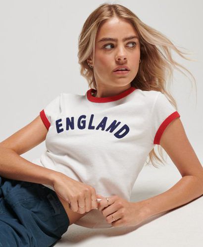 Women's Ringspun England Fußball-T-Shirt mit Ringerärmeln - Größe: 42 - Superdry - Modalova