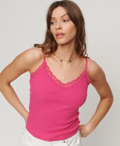 Women's Geripptes Essential Trägertop mit Spitze aus Bio-Baumwolle - Größe: M/L - Superdry - Modalova