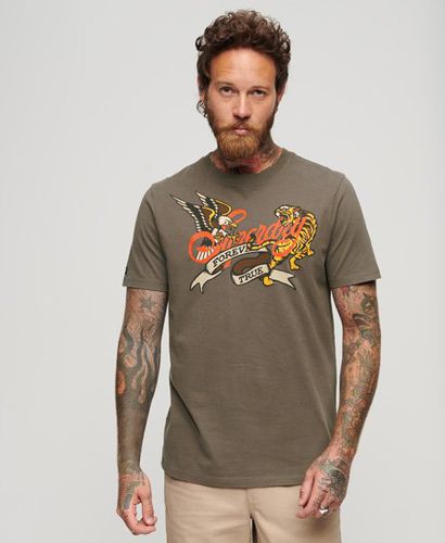 Men's T-Shirt mit Tattoo-Schriftzug und Grafik - Größe: XL - Superdry - Modalova