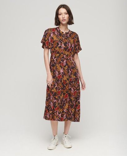 Robe Mi-longue Imprimée à Manches Courtes et Volants Taille: 40 - Superdry - Modalova
