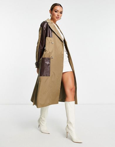 Trench-coat avec détail contrastant en similicuir - 4Th & Reckless - Modalova