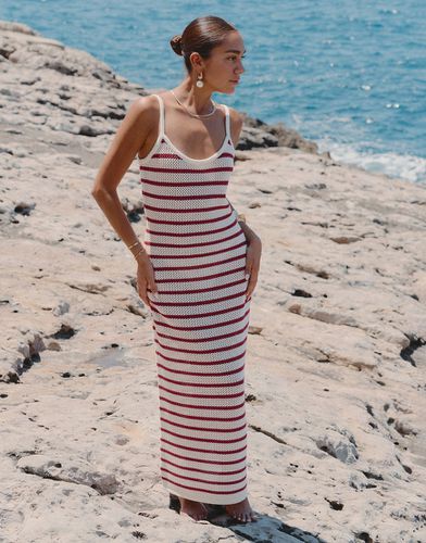X Luana Barron - Brittany - Robe de plage longue en maille rayée - cerise - 4Th & Reckless - Modalova