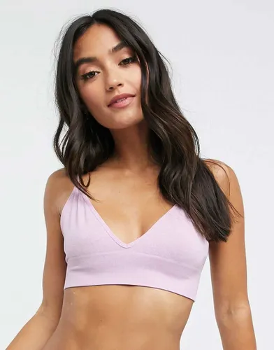 Cotton On - Body - Soutien-gorge ballerine forme bustier côtelé sans coutures - Lilas chiné - New Look - Modalova