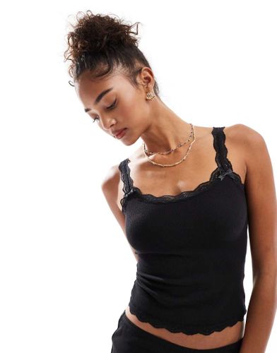 Caraco d'ensemble de pyjama gaufr avec bordures en dentelle - Cotton On - Modalova