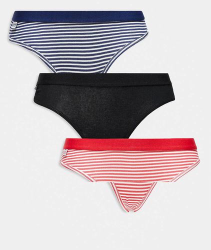 Cotton On - Lot de 3 culottes style bikini en coton griffé - Noir rayé - Cotton:on - Modalova