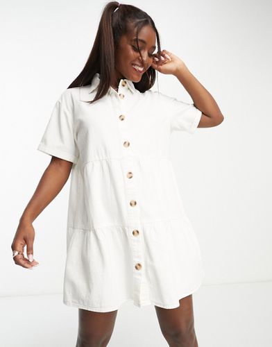 Cotton On - Robe chemise courte à volants - Écru - Cotton:on - Modalova