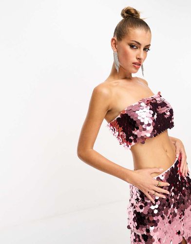 Crop top d'ensemble à encolure bandeau et sequins ronds - Collective The Label - Modalova