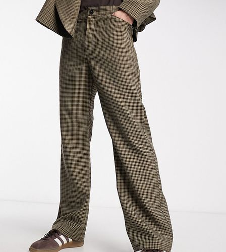 Pantalon d'ensemble élégant coupe ajustée à carreaux - Marron/kaki - Collusion - Modalova