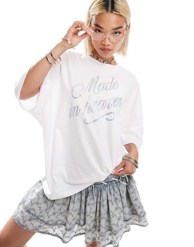 T-shirt oversize style skate avec inscription à strass - Collusion - Modalova