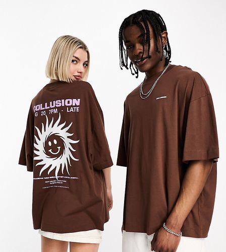 Unisex - T-shirt à imprimé graphique soleil - Marron - Collusion - Modalova