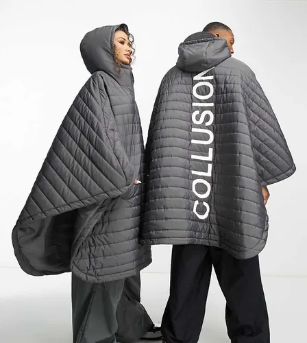 Unisex - Poncho oversize matelassé à logo - Collusion - Modalova