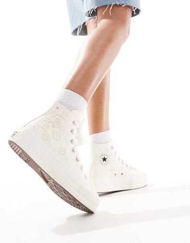 Lift Hi - Baskets montantes avec lacets épais et fleurs en organza - Crème - Converse - Modalova