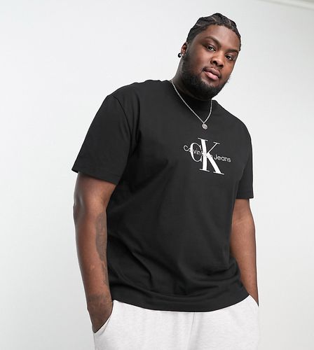 Big & Tall - T-shirt oversize avec logo monogramme sur la poitrine - Noir - Calvin Klein Jeans - Modalova
