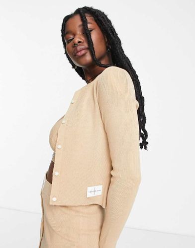 Gilet d'ensemble en maille à empiècement logo - Fauve - Calvin Klein Jeans - Modalova