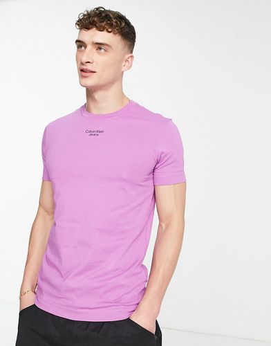 T-shirt slim à logo superposé - Lilas - Calvin Klein Jeans - Modalova