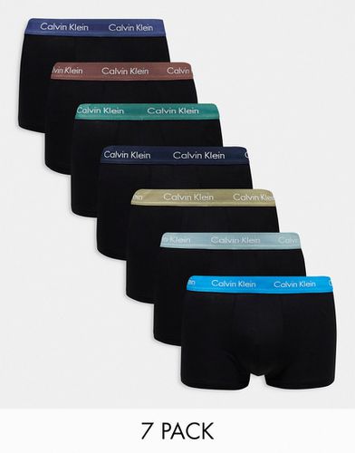 Lot de 7 boxers taille basse en coton stretch - à taille colorée - Calvin Klein - Modalova