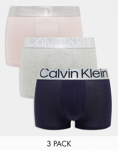 Lot de 3 boxers en coton stretch à bande effet acier - Calvin Klein - Modalova