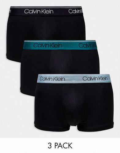 Lot de 3 boxers taille basse micro stretch avec taille colorée - Calvin Klein - Modalova