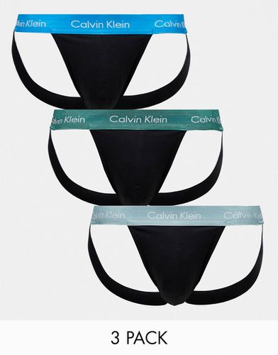 Lot de 3 jock-straps en coton stretch avec taille colorée - Calvin Klein - Modalova