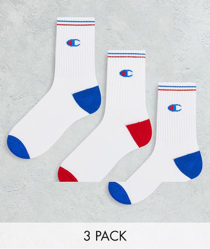 Lot de 3 paires de chaussettes à logo - Blanc, bleu et rouge - Champion - Modalova