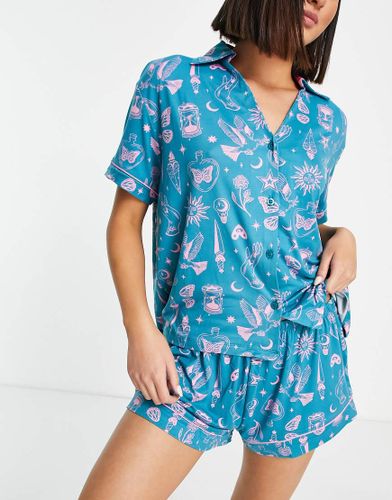 Alchemy - Ensemble pyjama court boutonné - sarcelle - Chelsea Peers - Modalova