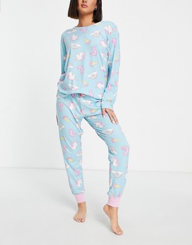 Ensemble de pyjama long avec motif licorne et arc-en-ciel - Chelsea Peers - Modalova