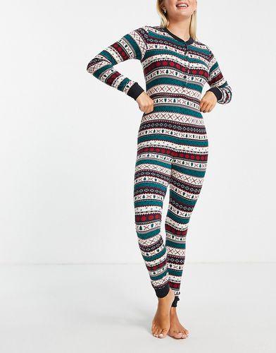 Pyjama moulant boutonné style onesie à imprimé jacquard - Chelsea Peers - Modalova