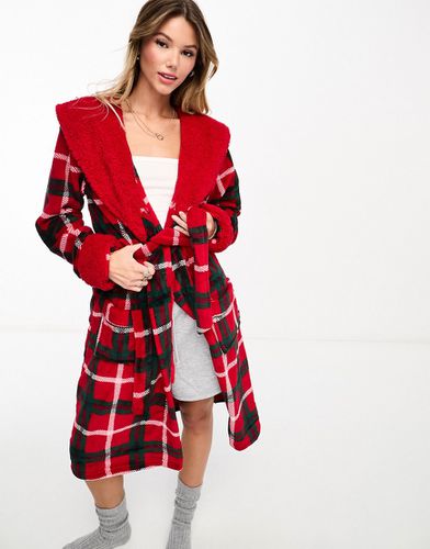 Robe de chambre confort avec capuche et motif à carreaux - Chelsea Peers - Modalova