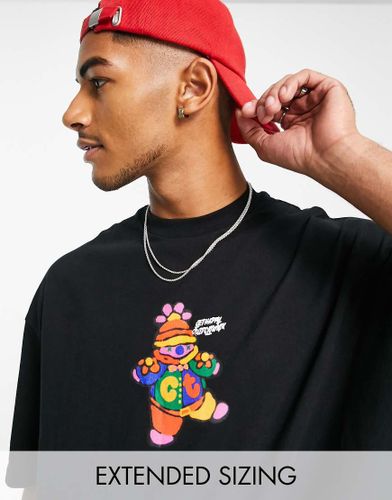 T-shirt oversize avec imprimé logo sur le devant et au dos - Crooked Tongues - Modalova