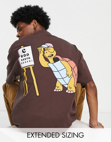 T-shirt oversize avec imprimé tortue au dos et logo - Crooked Tongues - Modalova